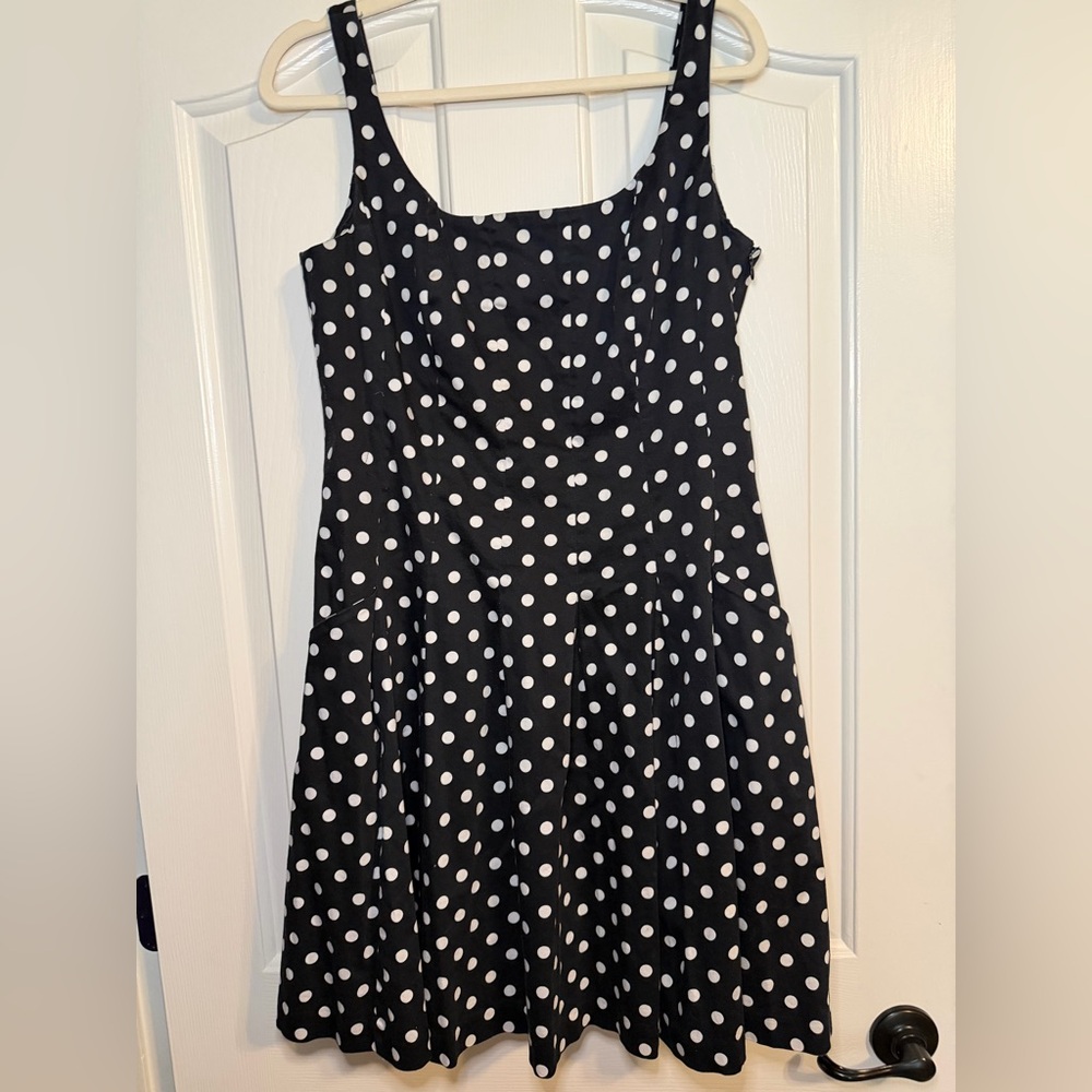 Chaps Black and White Polka Dot Dress